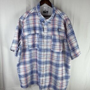 Habit Mens Fishing Shirt 3XL Red White Blue Plaid UPF 40 Vented‎ Boating Outdoor